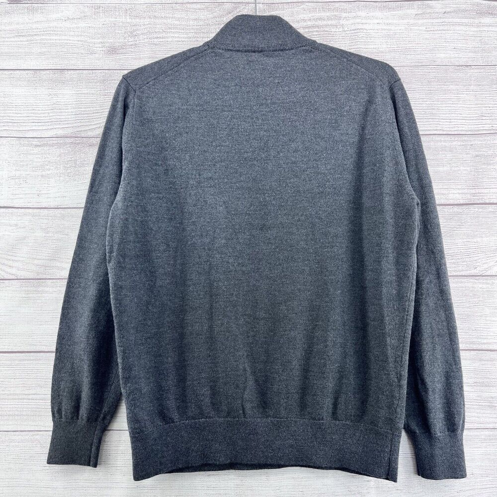 UNTUCKit‎ Sweater Sz L Grey Merino Wool 1/4 Zip Pullover Lightweight Long Sleeve - Picture 2 of 6